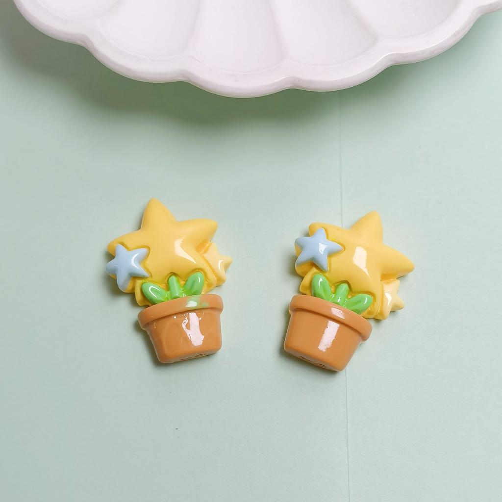 100pcs Cartoon Green Plant Flowers Flatback Resin Cabochon for Phone Hair Accessories DIY Scrapbooking Valentines Decor Craft