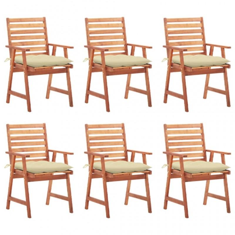 Día y Noche - Día y Noche Sillas comedor de jardín y cojines 6 uds madera maciza acacia