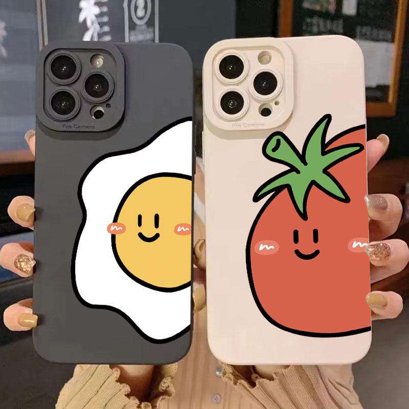 Tomato and Egg Phone Case IPhone 16 15 Pro Max Case For IPhone 13 14 15 12 11 Pro XS Max 12 13 Mini XR X Plus Shockproof Case
