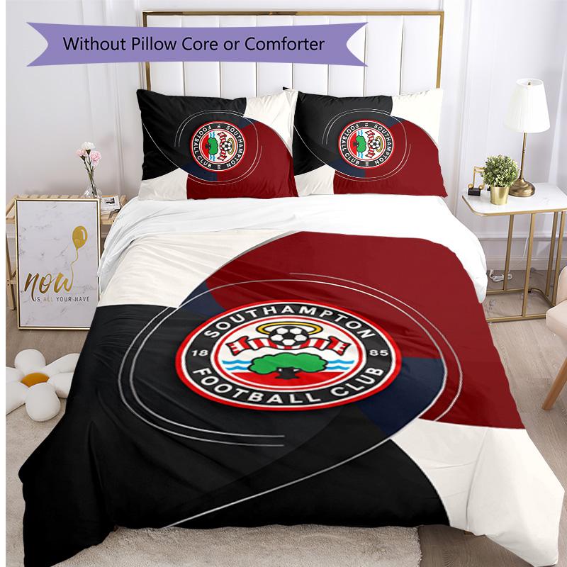 Southampton Football Printed 3 Pieces Bedding Set, Comfortable Skin Friendly Bedroom Duvet Cover Set