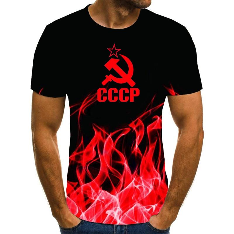 

Новый бренд CCCP, мужская 3D футболка с коротким рукавом, мужская футболка с коротким рукавом, однотонная мужская свободная футболка, мужской топ S-6XL