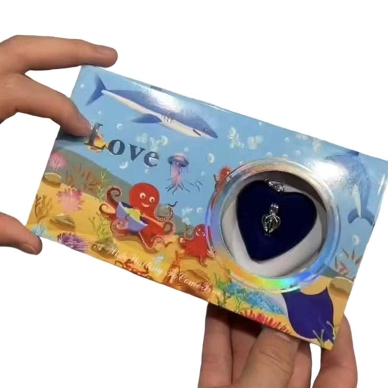 Confezione da 1 Elegante Collana con Ciondolo Fai-da-Te Perle Inclusa Conchiglia d'Ostrica e Scatola Regalo per Uso Quotidiano o Regalo Speciale