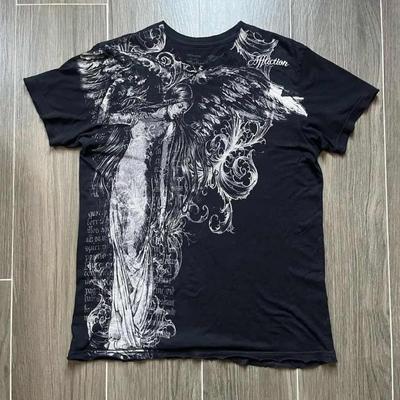 DRIPX Classic Y2K Gothic Stil T-Shirt Druck Oversized T-Shirt High Street Shirts Gothic Rundhals Baumwoll Tops Neues Herren Damen T-Shirt