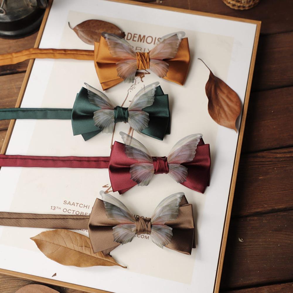Adjustable Men Necktie Solid Color Bridegroom Groomsman Cravat Fashion Butterfly Bow Tie  Shirt