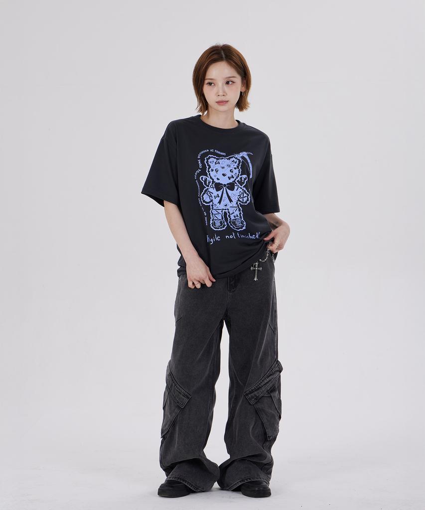 DYSFUNCT Angel Hammer Bear T-Shirt(Charcoal)