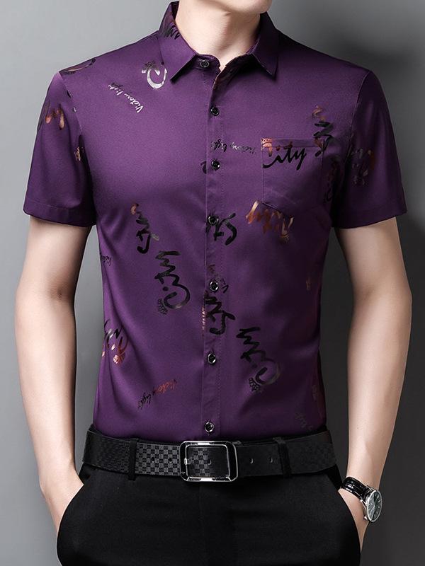 Men's Summer Floral Ice Silk Half-Sleeve Non-Iron Shirt