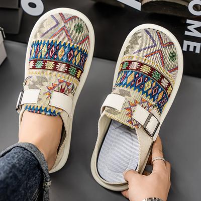 Ucuz Yazlık Erkek Ayakkabıları Büyük Numara 47 Moda Etnik Erkek Yarım Ayakkabı Terlik Nefes Alabilen Erkek Balıkçı Ayakkabıları Günlük Düz Spor Ayakkabılar
