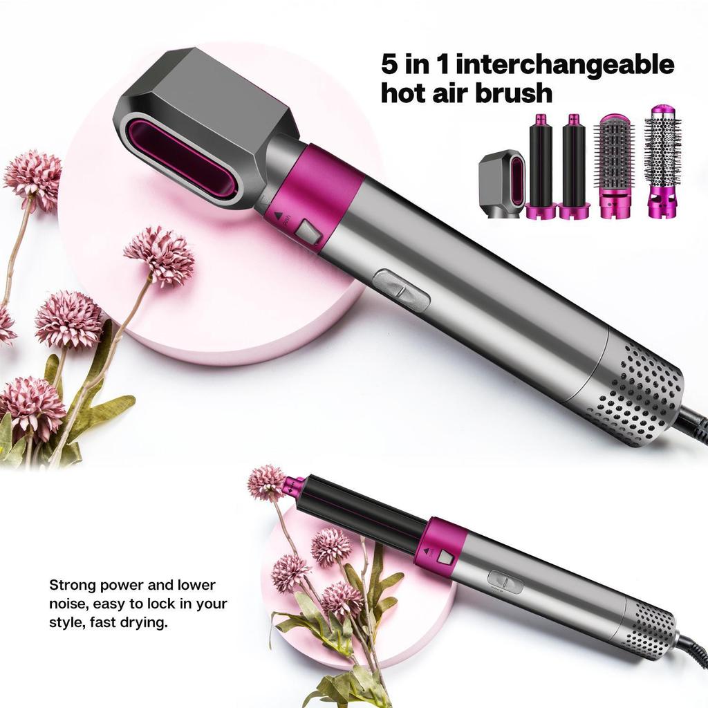 Multi-Function Hair Styling Tool: 5-in-1 Dryer, Curling Iron, Ionic Hot Air Brush, and Straightener