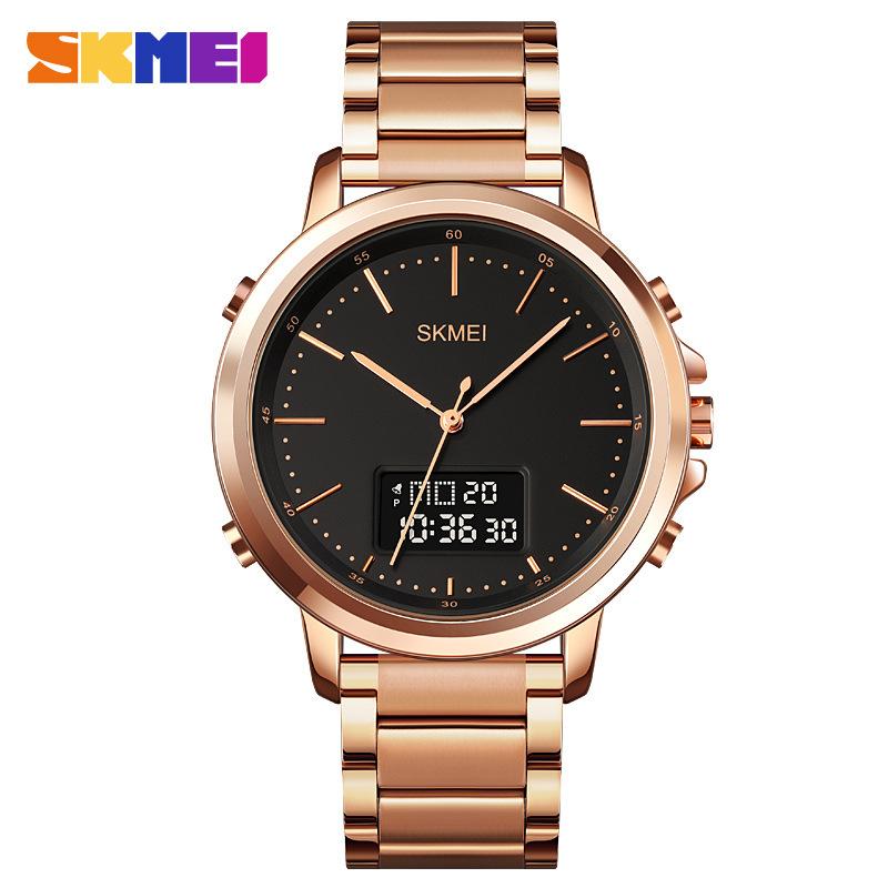 Men's Watch SKMEI Leather Strap 50M Waterproof LED Backlight 1652