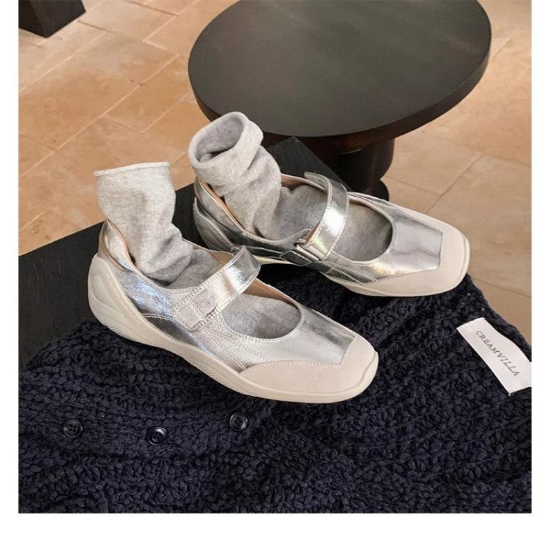 

Shoes Lazy Velcro Leather Soft Functional Wind Flat Bottom Mary Jane Single Shoes 35 білий