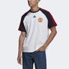 adidas Manchester United Lässiges Sport Rundhals Colorblock Kurzarm T-Shirt Herren Tops Weiß H64070