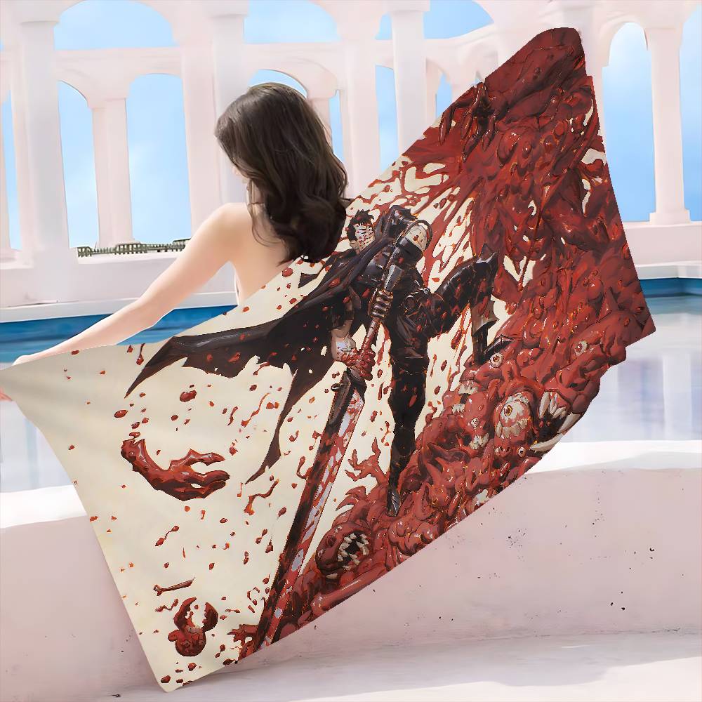1pc Anime logo B-berserk Guts Microfiber Beach Towel Absorbent Quick dry Soft Yoga Swimming Resort Mountain Climbing Towel