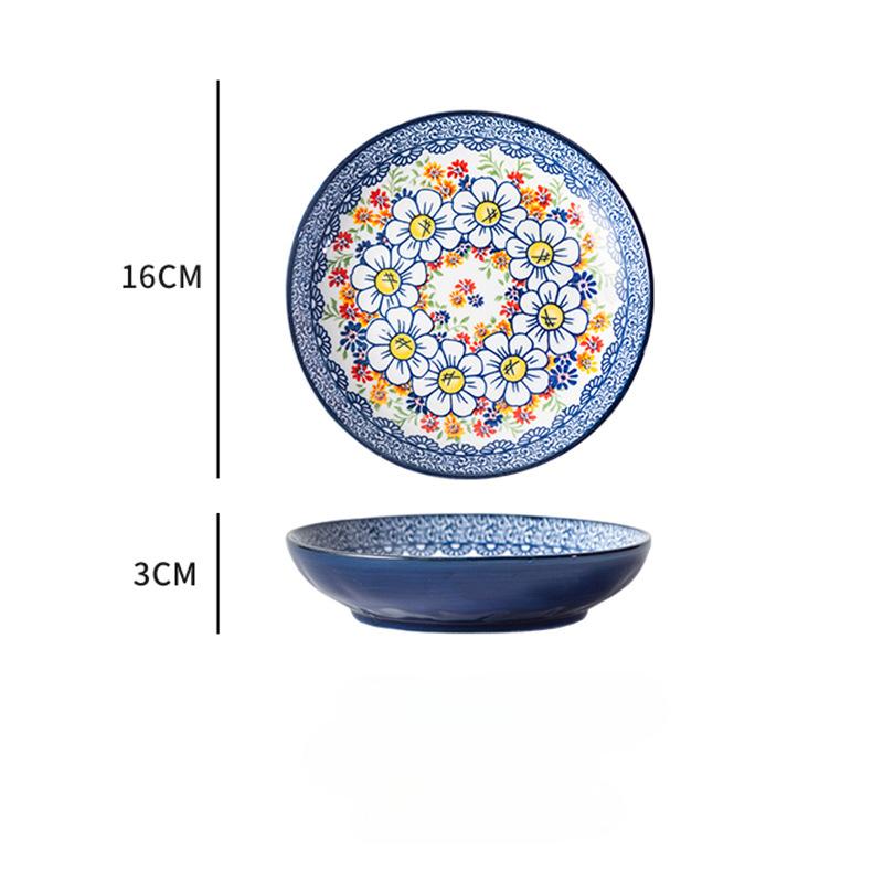 16cm Ceramic Plate Household Small Plate Fruit Plate Dessert Plate Flat Plate Bone Spit Plate
