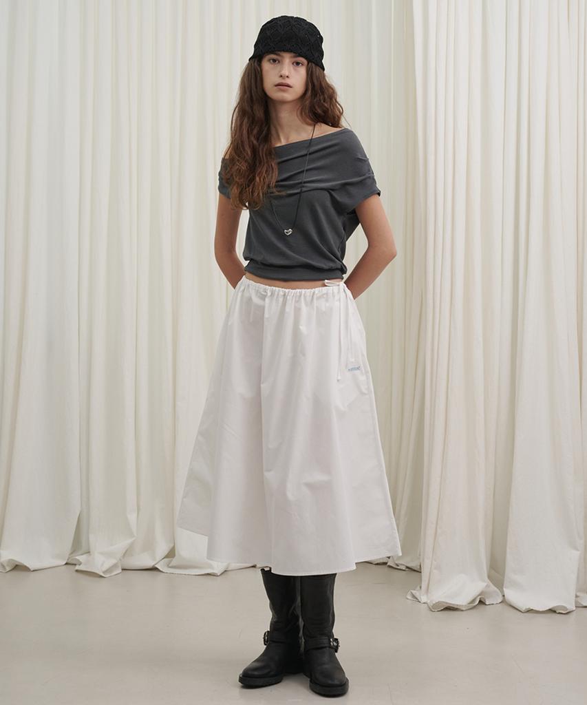 Marot Cotton String Midi Skirt_White