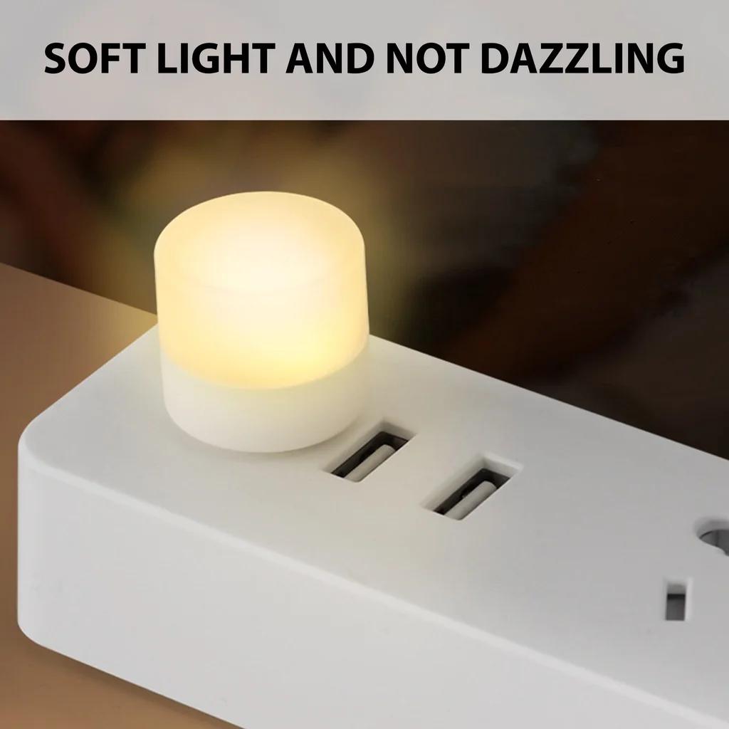 10/1Pcs Mini USB Night Light Warm White Eye Protection Book Reading Light USB Plug Computer Mobile Power Charging LED Night Lamp