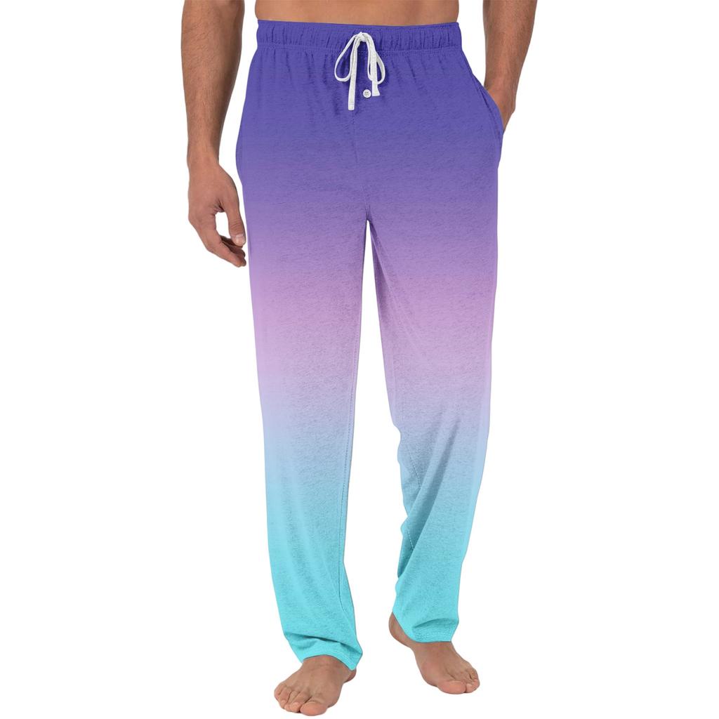 Herren Freizeit-Pyjamahose mit Taschen | Krawatte, Farbverlauf bedruckt, Leinwandbindung, lockere Passform elastischer Bund für Zuhause