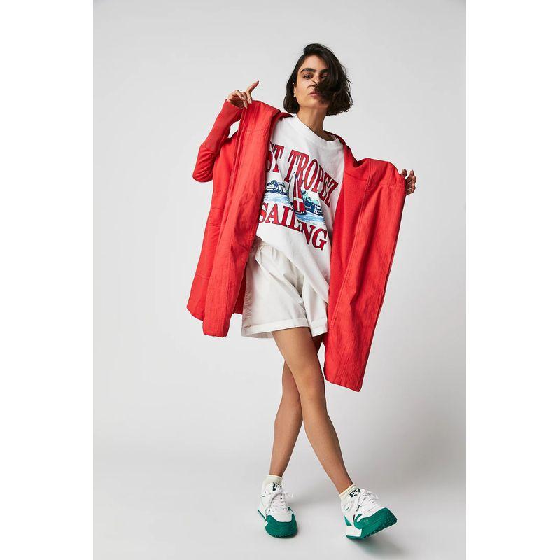 

FP Рукава с длинной резинкой, Военный стиль, Стильная деталь с кулиской на талии, Свободное пальто с капюшоном Christmas big red missing S