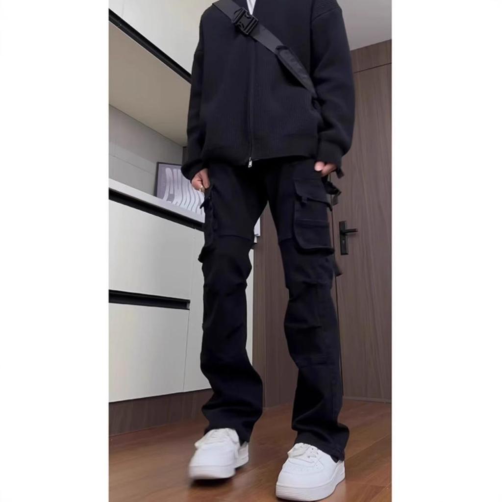 2025 Retro High Street Men's Wide-Leg Cargo Pants: Fashion Trend Casual Wear