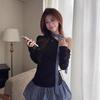 Korean Style Faux Two-Piece Long-Sleeve Women's Top, Early Spring 2026, Elegant and Unique Base Layer for Petites