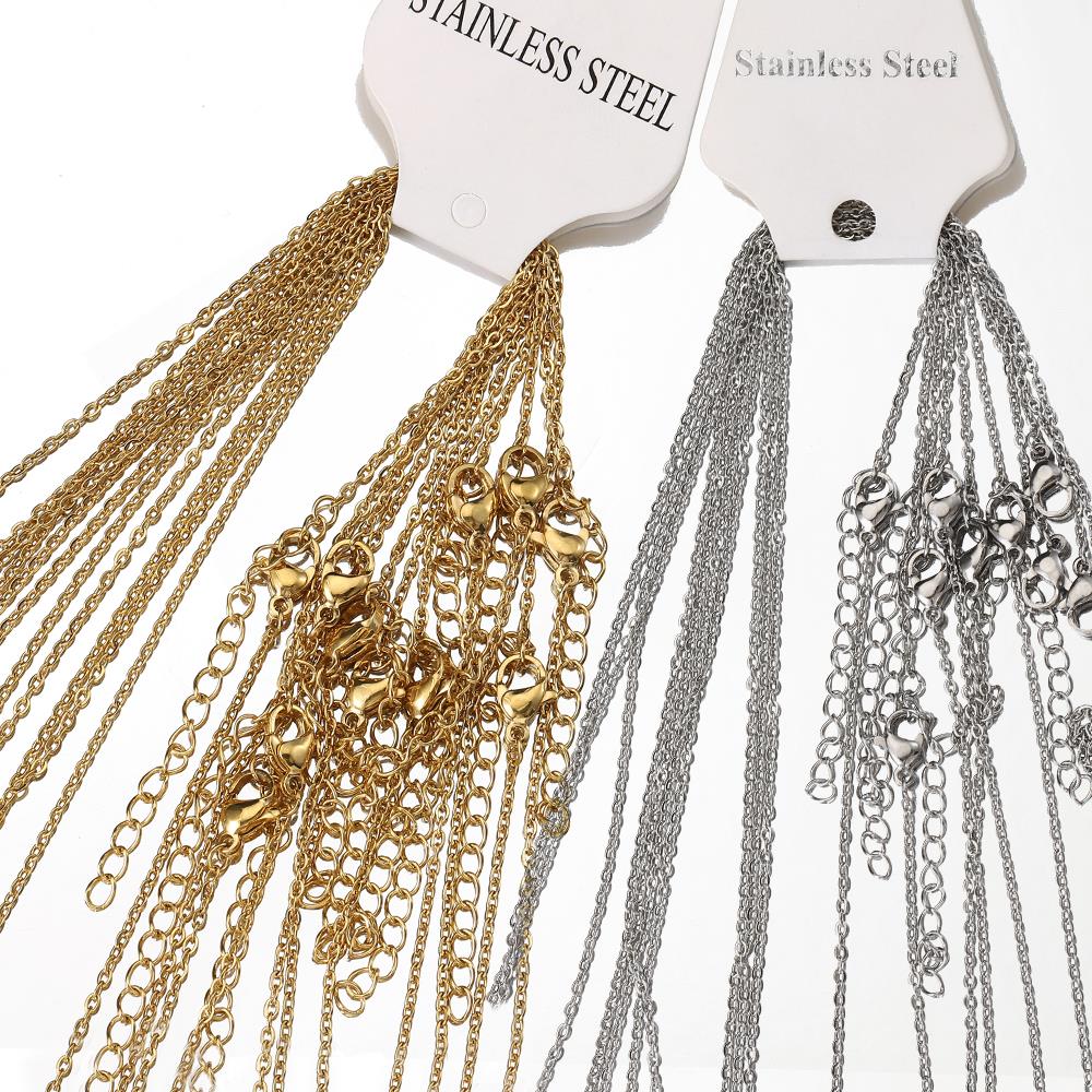 10pcs 5pcs Stainless Steel Chain O Shape Chain with Lobster Clasps Necklace Chains for Jewelry Making Charms Pendants DIY