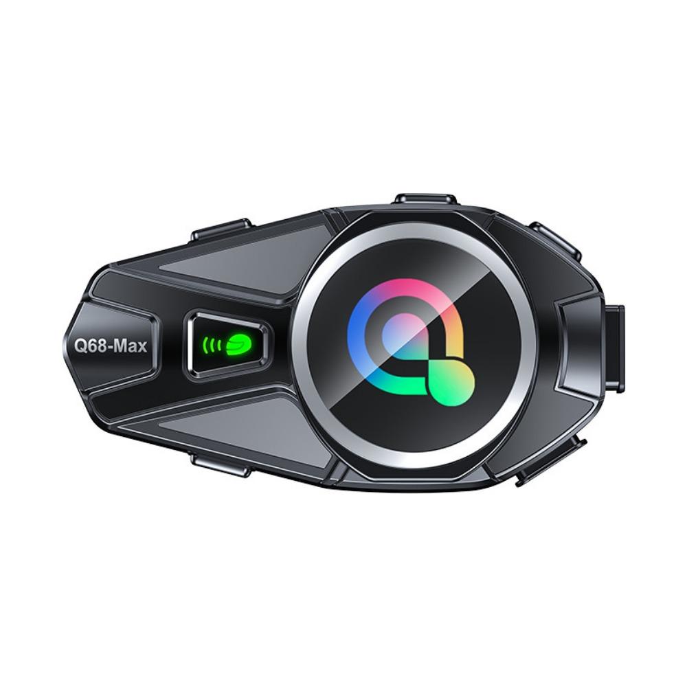 Q68-Max Helmet Bluetooth Headset with IP56 Waterproof, TFT Display, 16H Battery Life, 500m Intercom for Motorcycle Riders