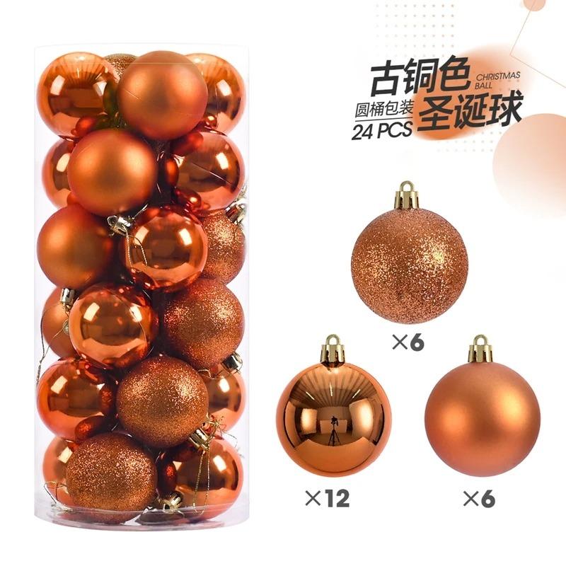 24Pcs/Box Glitter Christmas Ball Decoration Xmas Tree Hanging Gifts DIY Wreath New Year Navidad Home Wedding Decor Accessories