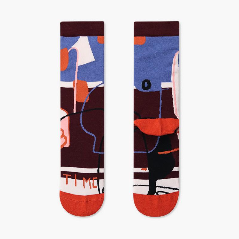 Couples Outdoor Skateboard Sox Autumn/Winter Creative Abstract Art Harajuku Hip Hop Streets Tide Sock Colorful Happy Funny Socks