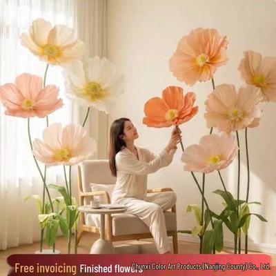 Grande Fiore di Carta a Forma di Papavero per Vetrine, Decorazione di Centri Commerciali, Allestimento di Eventi o Matrimoni.