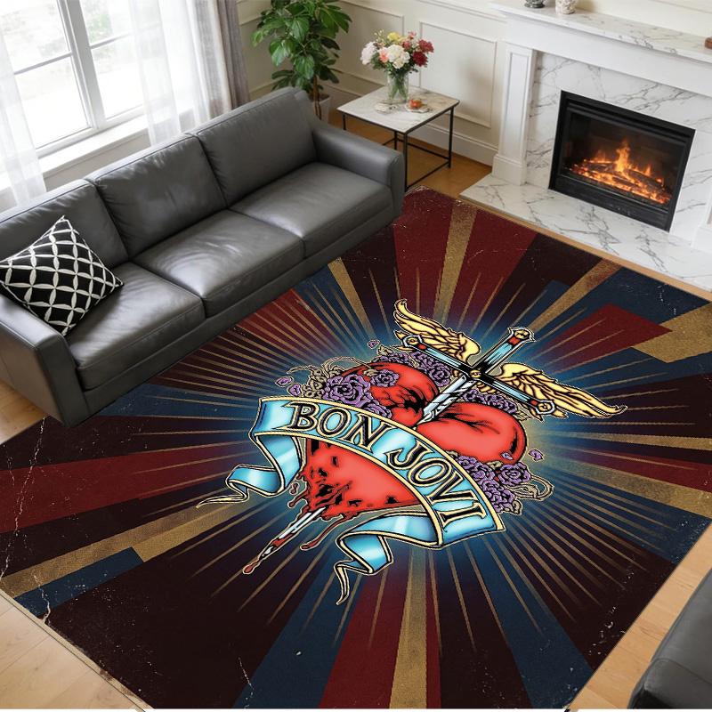 Bon Jovi Print Crystal Velvet Plush Rug Wear?Resistant Anti?Slip Floor Mat For Indoor Household Decoration