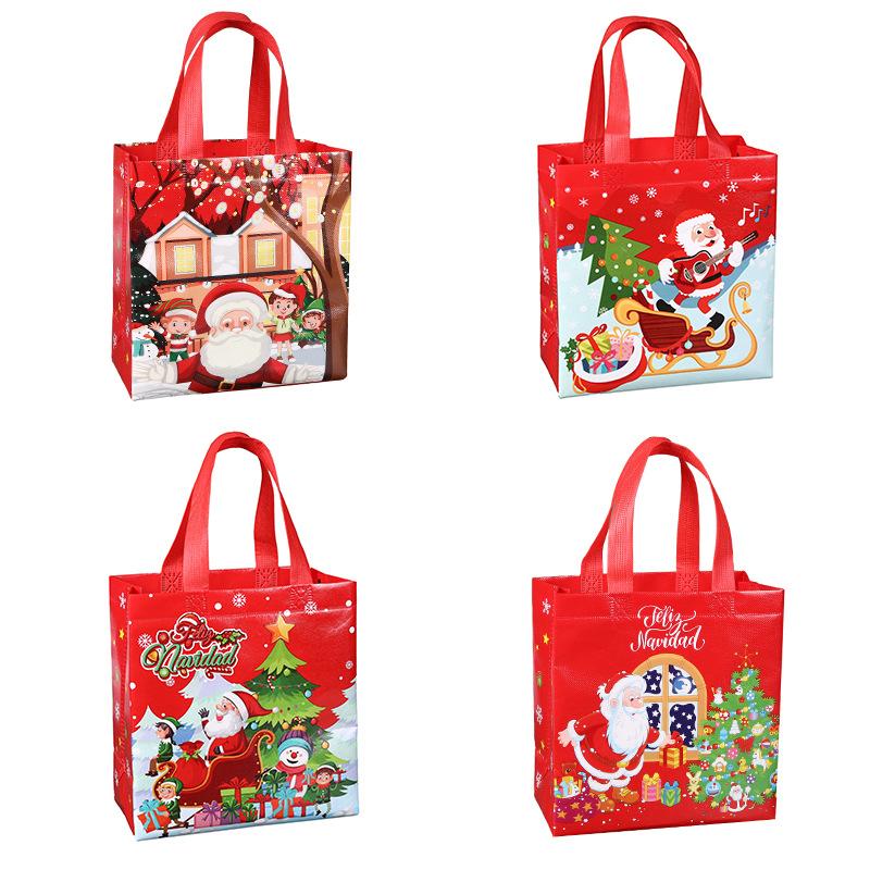 StoBag Christmas Gift Tote Bags Reusable Non Woven Bags for Holiday Party Favors and Festive Candy Cake Prensents Packaging