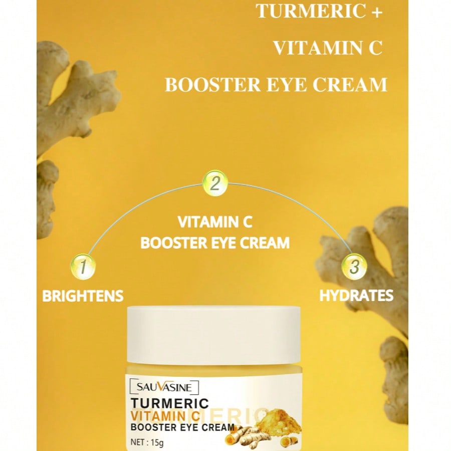 1PC Turmeric VC Booster Eye Cream,Brighten Dull Eyes,Fades Wrinkles,Reduce Dark Circles,Improve Tire