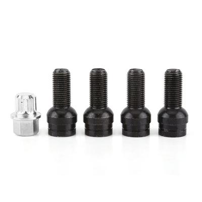 4+1 M14*1.5MM Bullone Ruota in Acciaio Nero & Dado Ruota di Bloccaggio