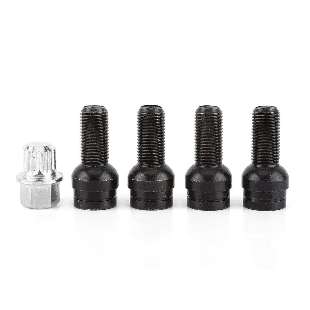 4+1 M14*1.5MM Черный Стальной Колесный Болт и Замковый Колесный Болт 3cm чёрный