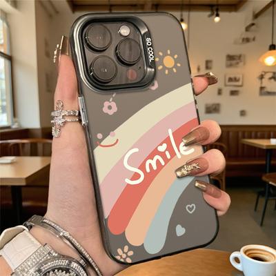 Pastel Rainbow 'Smile' Design Phone Case for Iphone 16 15 14 13 12 11 Pro Max/Mini Shockproof Anti-Scratch Premium Hard Cover