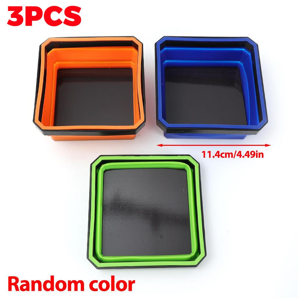 Magnetic Tools Tray Foldable Square Silicone Bowls Screw Bolt Nut Washer Trays Hardware Small Metal Parts Magnetic Storage Box