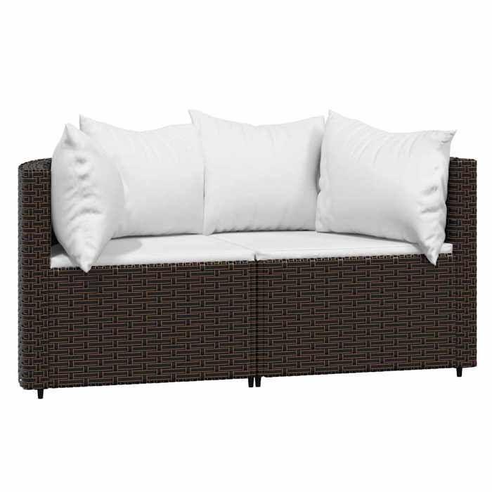 VidaXL Garden Corner Sofas and Cushions 2pcs Brown Wicker, Sofa, Garden Sofa, Sectional Corner Sofa, 319758