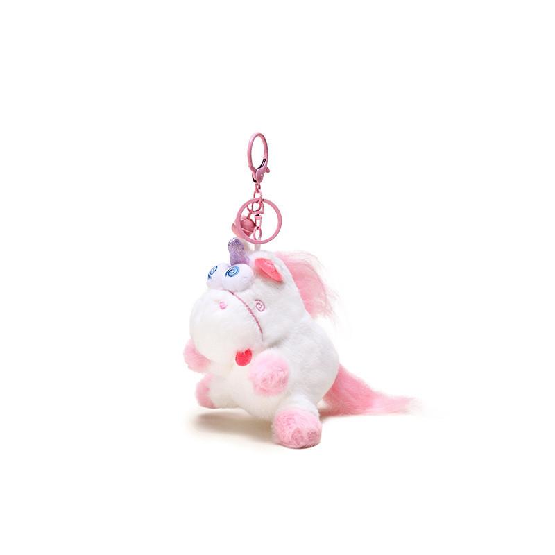 Messy Pink Purple Unicorn Plush Keyring With Practical Rope For Keys And Bags