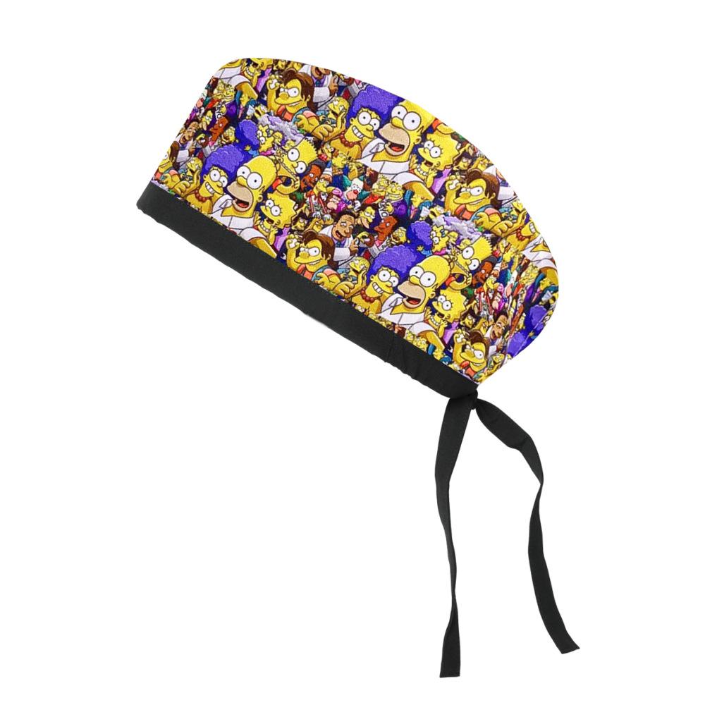 Adjustable Cotton Surgical Cap with Cartoon Print for Women and Men