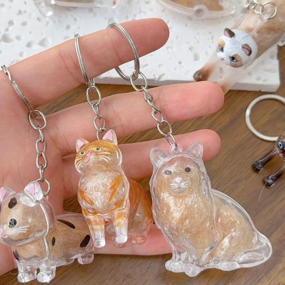 Transparent Acrylic Keychain Cat Hair Storage Capsule Handmade Hamster Hair Storage  Pet Necklace