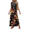 Women Sleeveless Floral Print Casual Waist Dress Crew Neck Maxi Dress Lightweight Soft Fabric for Everyday Wear