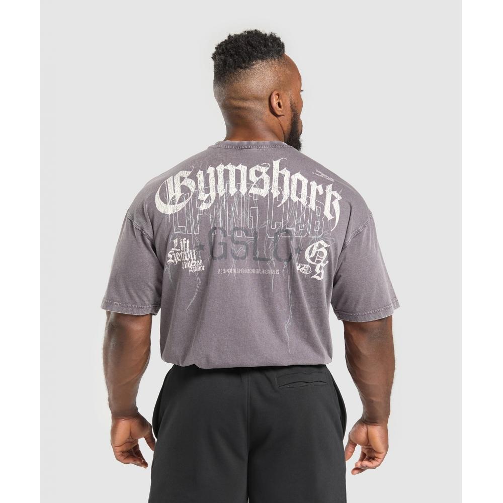 

Футболка Gymshark DisTressed Graphic T shirT Brushed Purple Acid Wash A7a2i Pb3z XS