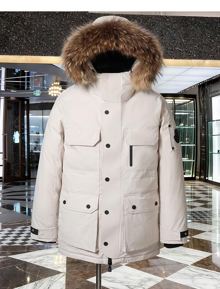 Winter 2025 Men's Fashion Down Jacket with Fur Collar - Unisex, Warm, Hooded, and Windproof.