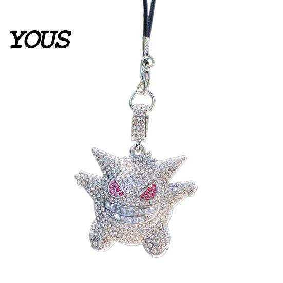 Cute Devil Elf Car Decoration Bling Accessories, Rhinestone Rear View Mirror Wear Resistant Alloy Pendant Charm, Halloween Auto Interior Hanging