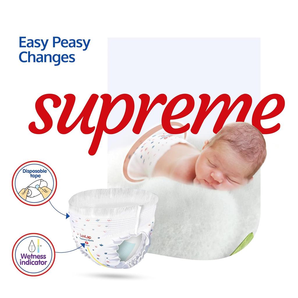 LuvLap Supreme Diaper Pants Large 9-14kg, 62 Pcs, Breathable Cotton-Like for All Day Comfort, 12 Hour Protection