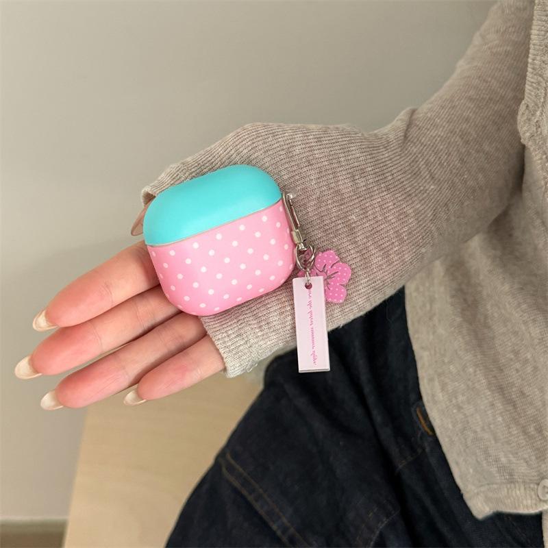 Japan and South Korea contrasting color polka dot flower pendant for AirPods 1 /pro1 earphone protective case cover second and third generation new
