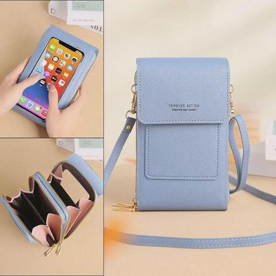 Women's Crossbody Touchscreen Bag - Mini Phone Holder & Coin Purse with Zipper