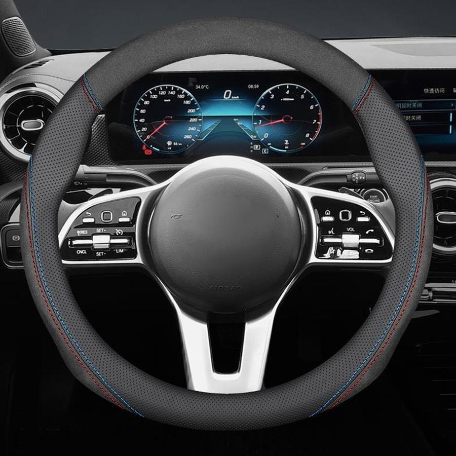 Suede Leather Car Steering Wheel Cover, Anti-Slip, Leatherette Booster Cover , Fit For Porsche Cayman 2012 2013 2014 2015 2016