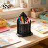 Dark Academia Stationery Storage 3D Printed Gothic Cathedral Pen Holder, Vintage Church Pointed Arch Window Decor Castle Pencil Cup, Large Desktop