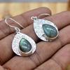 Labradorite 925  Silver Flower Texture Earrings, Pear Gemstone Handmade  Earrings, Gift For Her