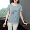 Round Neck Printed Short-sleeved T-shirt Women's Summer Pullover Plus Size Loose Mother Casual Top